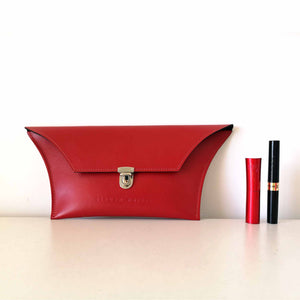 Red Leather Clutch Bag
